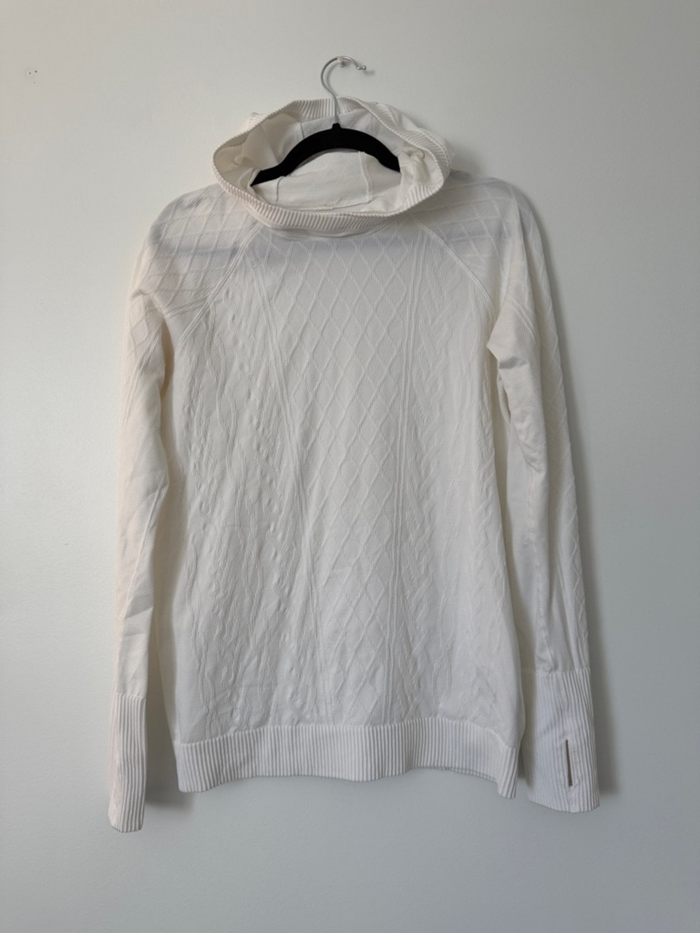 Lululemon Hooded Restless White Diamond-Texture Sweater